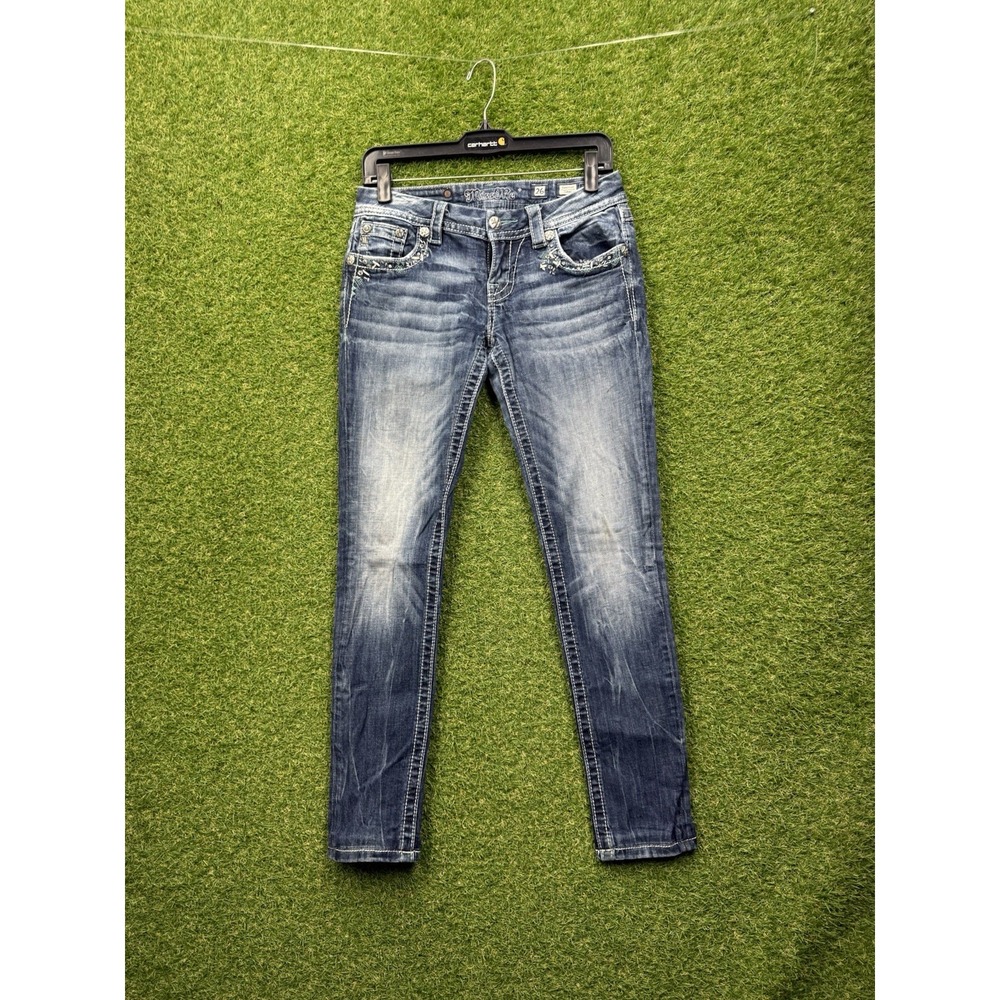 Miss Me Jeans Womens 26 26x29 Skinny Mid Rise Easy Skinny Embellished y2k Bling